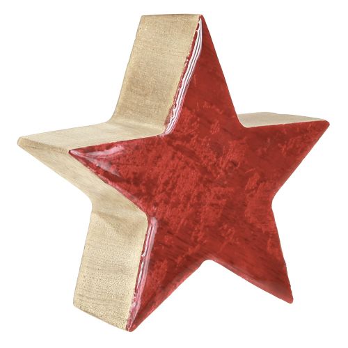 Floristik24 Wooden star red natural star mango wood table decoration Ø10cm 3 pcs