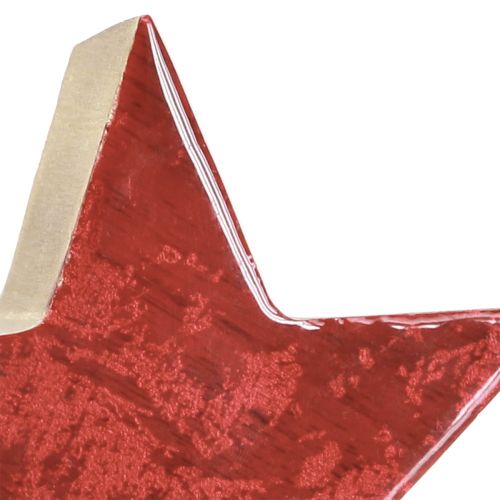 Product Wooden star red natural star mango wood table decoration Ø10cm 3 pcs