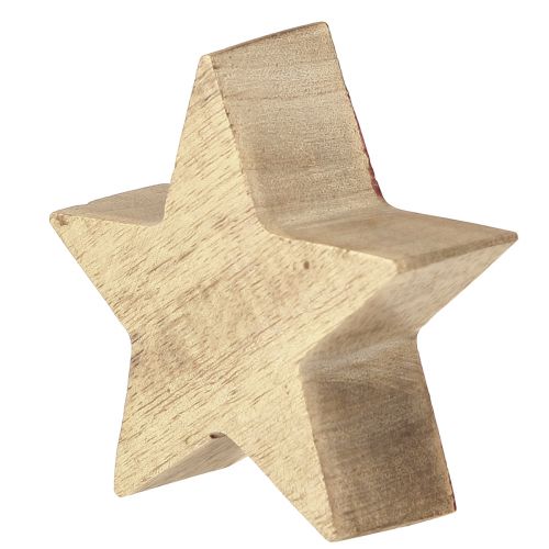 Product Wooden star red natural star mango wood table decoration Ø10cm 3 pcs