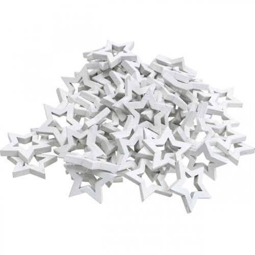 Product Wooden stars confetti Christmas stars white 3cm 72 pcs