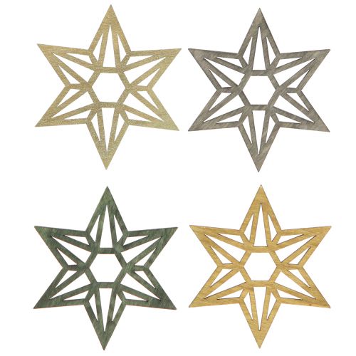 Floristik24 Wooden stars Christmas decoration wooden decoration stars green 8 cm 16 pcs