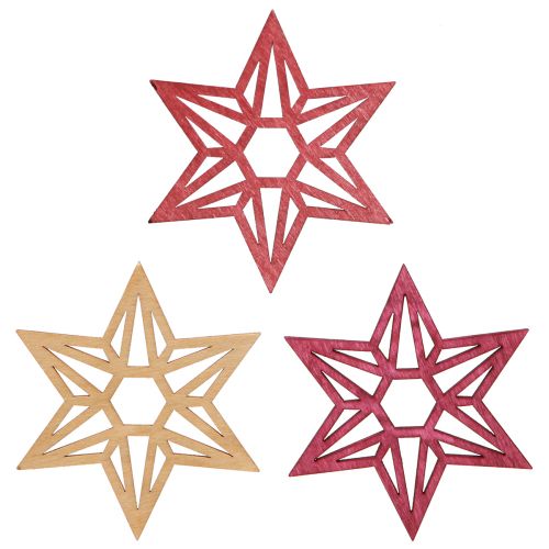 Floristik24 Wooden stars Christmas decoration scatter decoration stars berry 8cm 16 pcs