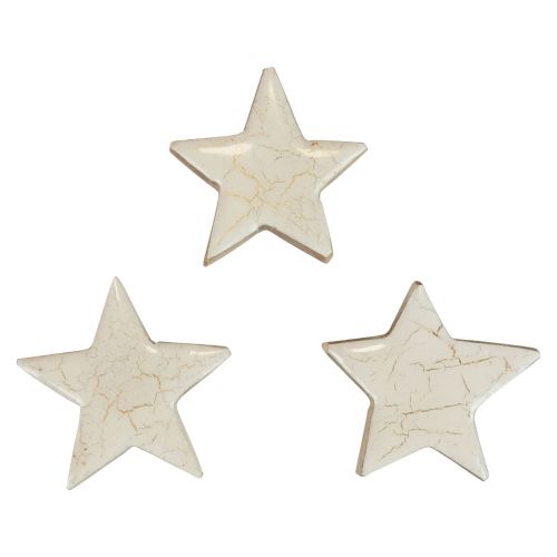 Floristik24 Wooden stars decoration stars white gold craquelé wood Ø5cm 8 pcs