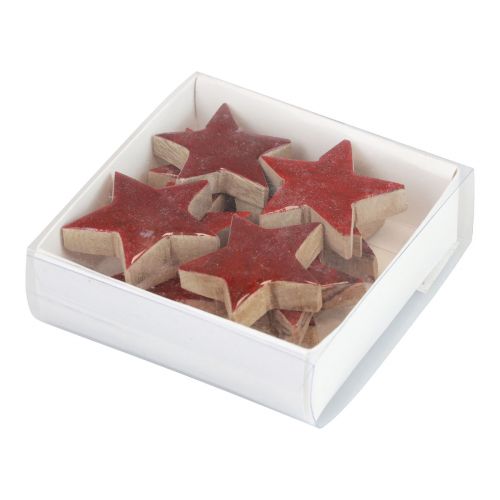 Product Wooden Stars Decoration Stars Red Scatter Decoration Gloss Effect Ø5cm 12 Pcs