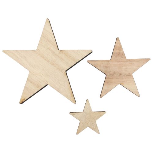 Product Wooden Stars Decoration Scatter Decoration Christmas Natural 3/5/7cm 29 pcs