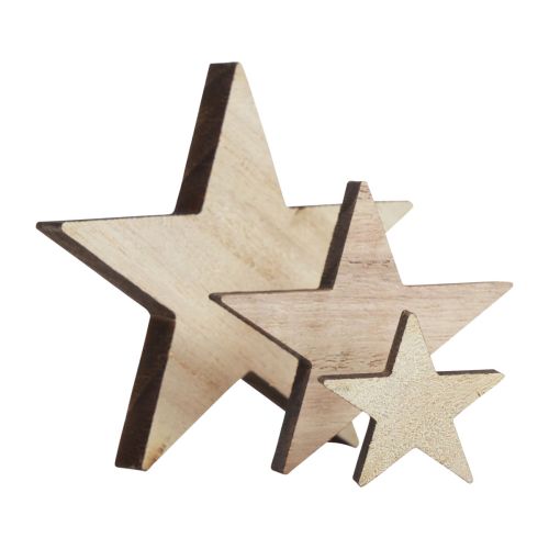 Product Wooden Stars Decoration Scatter Decoration Christmas Natural 3/5/7cm 29 pcs