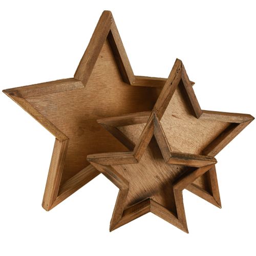 Floristik24 Wooden tray star decoration in brown Ø38/29/22cm set of 3