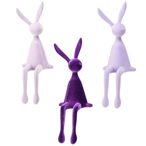 Product Edge Sitter Rabbit Easter Bunny flocked Purple Lilac 36cm 3 pcs