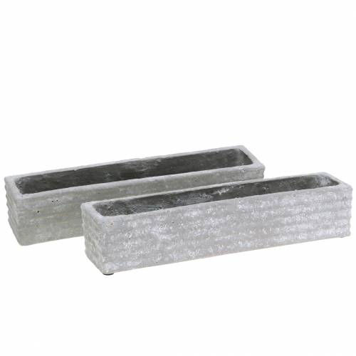 Floristik24 Plant box concrete light gray 30x7cm H6.5cm 2pcs