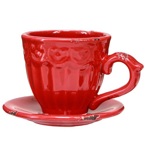 Product Ceramic Candle Holder Red Cup For Taper Candles 13×11×8cm 3 Pcs