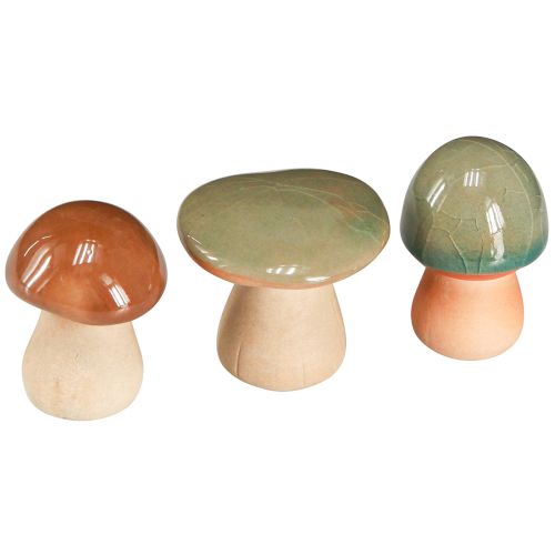 Floristik24 Ceramic Mushrooms Decoration Brown Green Blue Ceramic Decoration Ø4/5cm 6 pcs