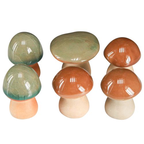 Product Ceramic Mushrooms Decoration Brown Green Blue Ceramic Decoration Ø4/5cm 6 pcs