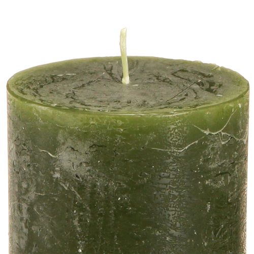 Product Candles Green 3 Colours Solid Coloured Pillar 70x100mm 12 Pcs