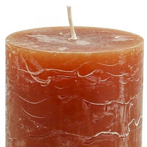 Product Solid coloured candles red-brown pillar candles 60×80mm 4 pcs