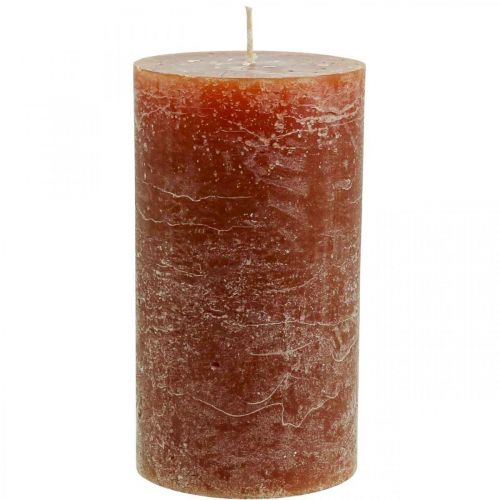 Floristik24 Solid-colored candles red-brown pillar candles 85×150mm 2 pcs