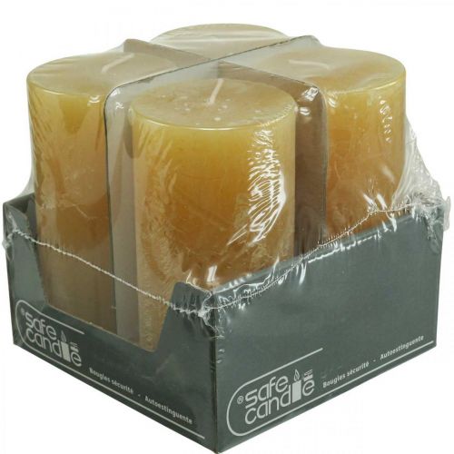 Product Pillar Candles Rustic Solid Colored Candles Yellow 70/140mm 4 Pcs