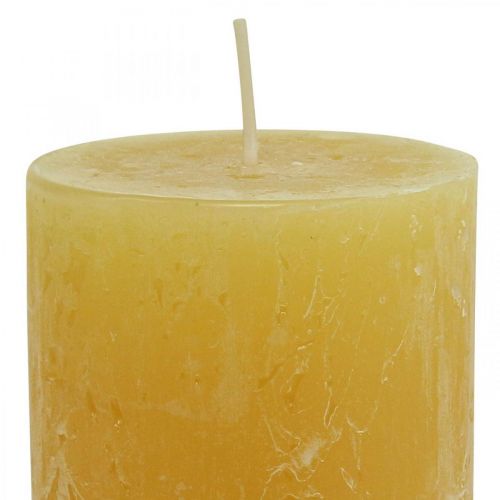 Product Pillar Candles Rustic Solid Colored Candles Yellow 70/140mm 4 Pcs