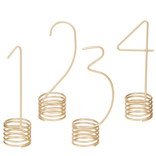 Product Candle decoration Advent numbers 1-4 matt gold metal H10cm 4 pcs