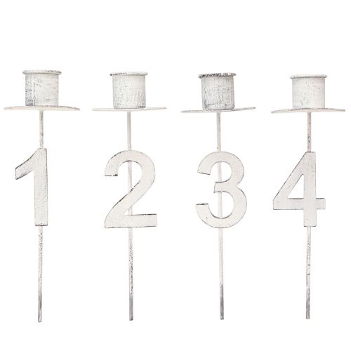 Product Advent candle holder with thorn and numbers white H11cm 4 pcs