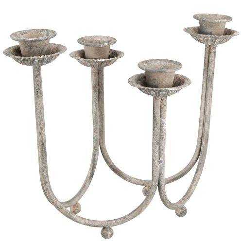 Candle holder for 4 taper candles grey vintage 31×23cm H25cm