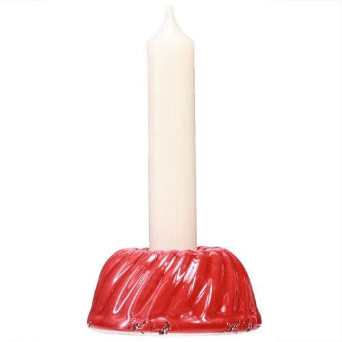 Product Candle holder for taper candles baking pan red ceramic 8cm 6 pcs