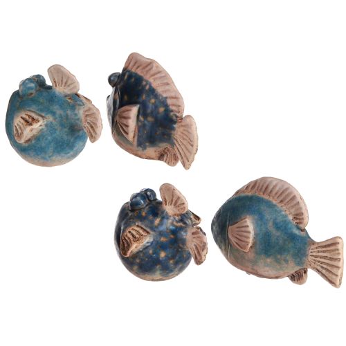 Product Small Fishes Funny Ceramic Decoration Blue Assorted 6-9cm 4 Pcs