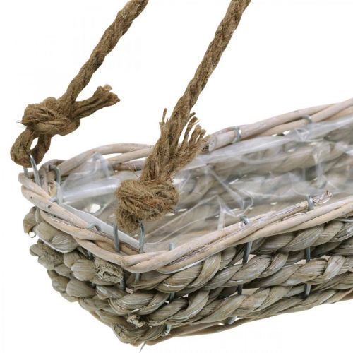 Product Basket for hanging, hanging basket, planter braided natural color, washed white L43.5cm