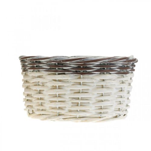 Product Decorative basket round for planting white, brown plant pot Ø20cm