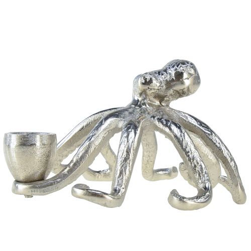 Product Maritime decoration candle holder octopus metal silver Ø14cm H9cm