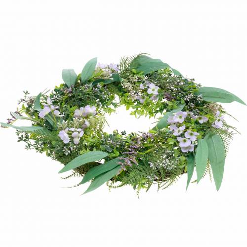 Product Decorative wreath eucalyptus, fern, flowers Artificial wreath table wreath