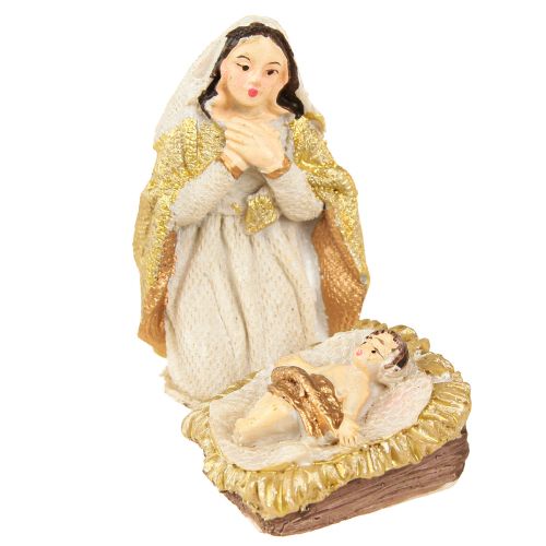 Product Nativity Figures Set 8 Figures Cream Gold Handpainted 6-12.5cm