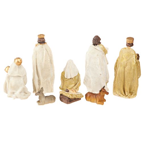 Product Nativity Figures Set 8 Figures Cream Gold Handpainted 6-12.5cm