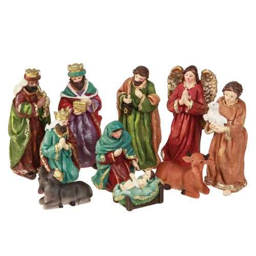 Floristik24 Nativity Figures Set Hand-Painted Polyresin 5.5-12cm 10pcs