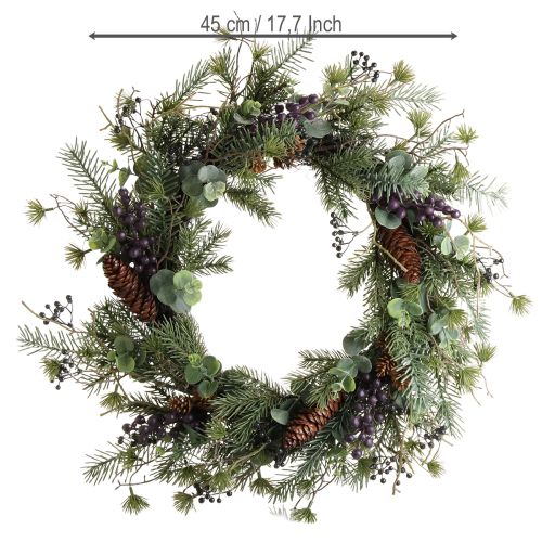 Product Christmas wreath Purple berries Artificial conifer wreath Ø45cm