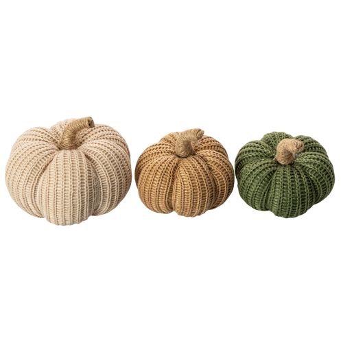 Product Knitted Decorative Pumpkins Set – Autumn Decor, 6 Pieces, 10cm & 8cm, Brown, Beige, Green