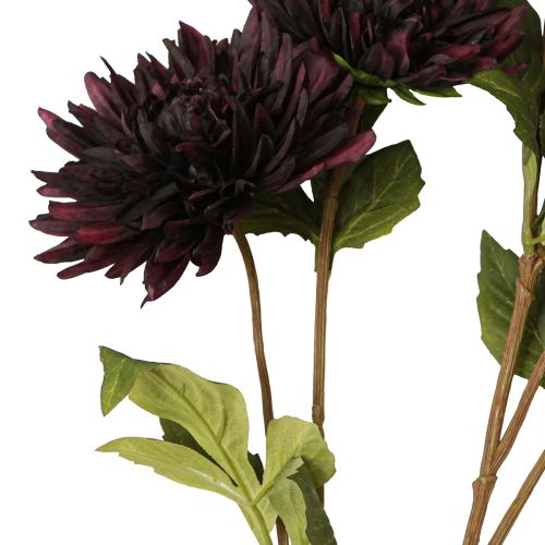 Product Artificial flower dahlia with 5 flowers in burgundy 105cm