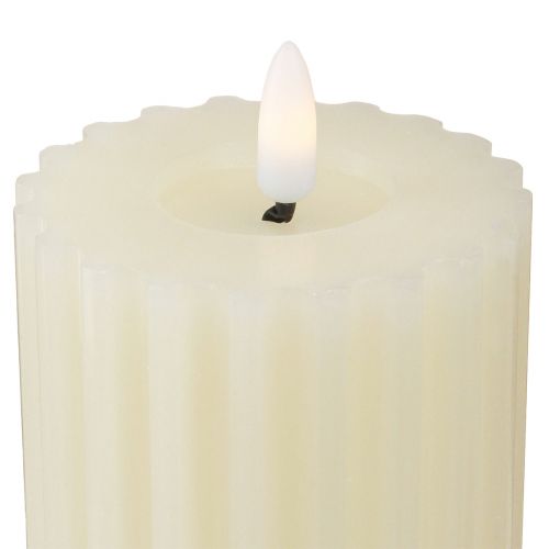 Product LED candles with timer wax grooved candles 7.5/10cm cream 2pcs