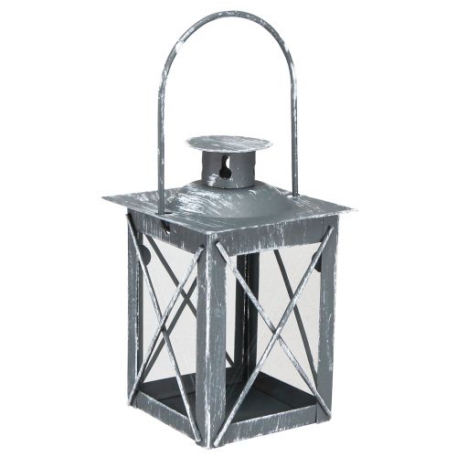 Product Lantern made of metal wind light grey vintage tealight H11cm 3 pcs