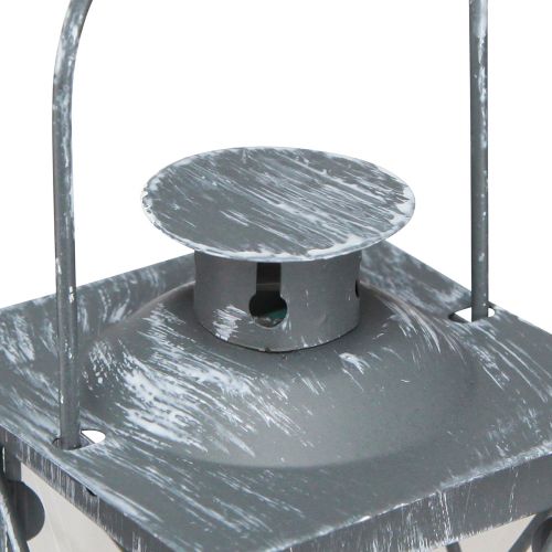 Product Lantern made of metal wind light grey vintage tealight H11cm 3 pcs