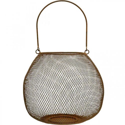 Product Decorative lantern with handle metal rust look Ø26cm H22cm