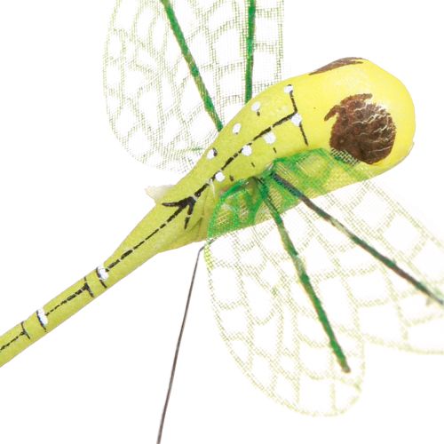 Product Dragonfly Decoration on Wire Summer Yellow Purple 8x8cm 12 pcs