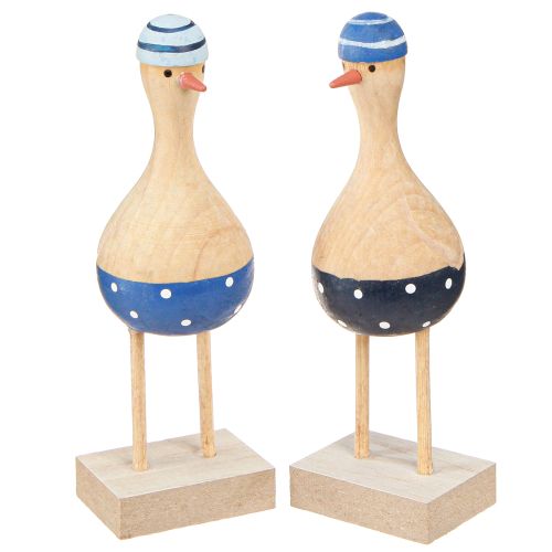 Maritime Decoration Seagulls Made of Wood Blue Dark Blue H14cm 6 Pcs