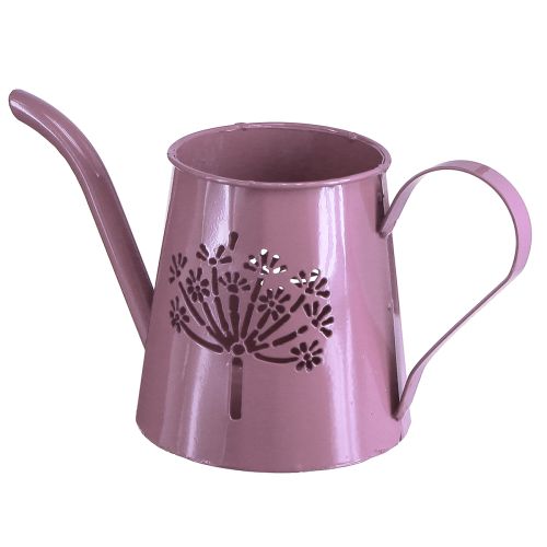 Metal decorative watering can with dandelion pink H12cm 2pcs