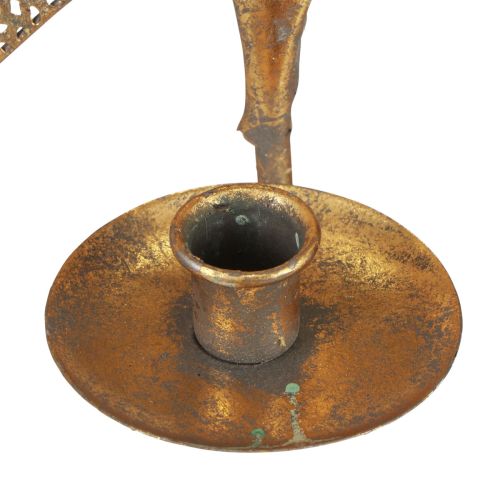 Leaf Chamberstick Candle Holder - Antique Brass