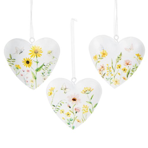 Product Heart pendants with floral patterns as wall decoration, 7cm, 6 pieces