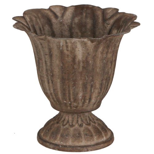 Floristik24 Metal Cup Antique Look Planter Grey Brown Ø10cm H9.5cm