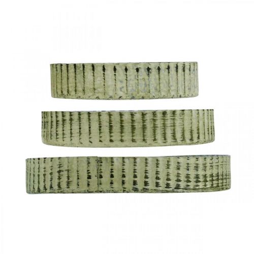 Product Metal plates for decorating, table decoration, candle tray round silver, green shabby chic Ø14/16.5/19.5 cm H3.5 cm set of 3