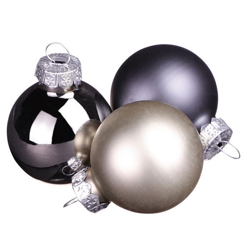 Mini Christmas balls anthracite glass balls Ø3cm 22 pcs