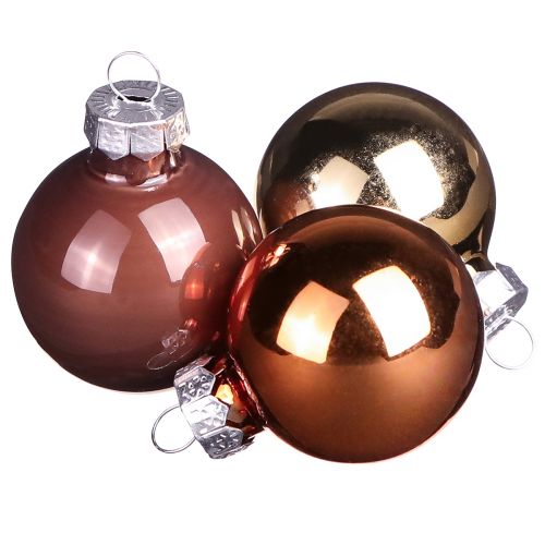 Floristik24 Mini Christmas balls gold brown mix glass Ø3.5cm 22 pcs