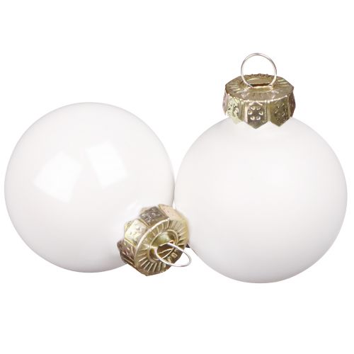 Mini Christmas balls white glass enamel Ø3cm 22 pcs